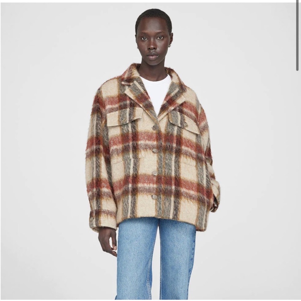 NWT ANINE BING Flynn Oatmeal Plaid Jacket Small - Picture 6 of 6